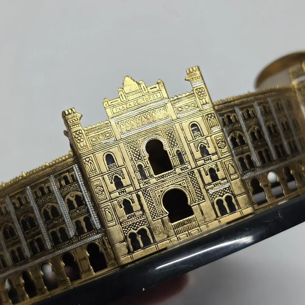 Vintage Metal Plaza De Toros Souvenir Building Ashtray Detailed Design Spain